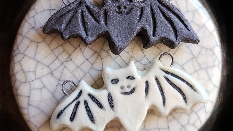 Bats / Ceramic Bat Pendant Made When Ordered