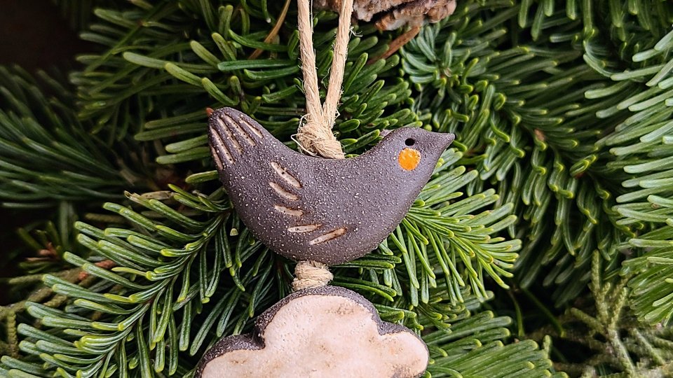 Rainbow and Bird / Ceramic Wall Decor/Ornament