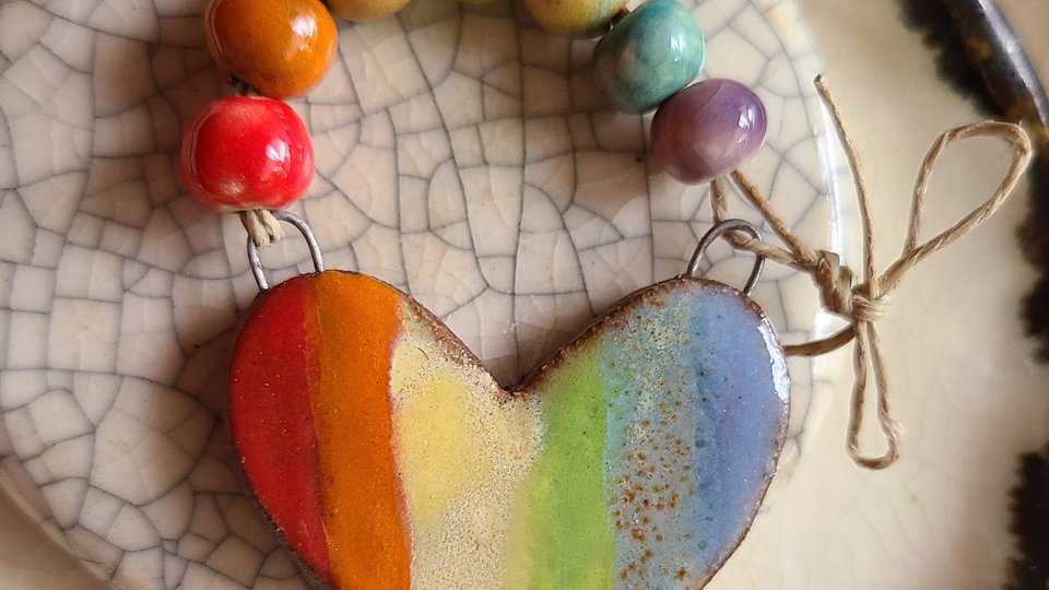 Love / Ceramic Pendant and Bead Set