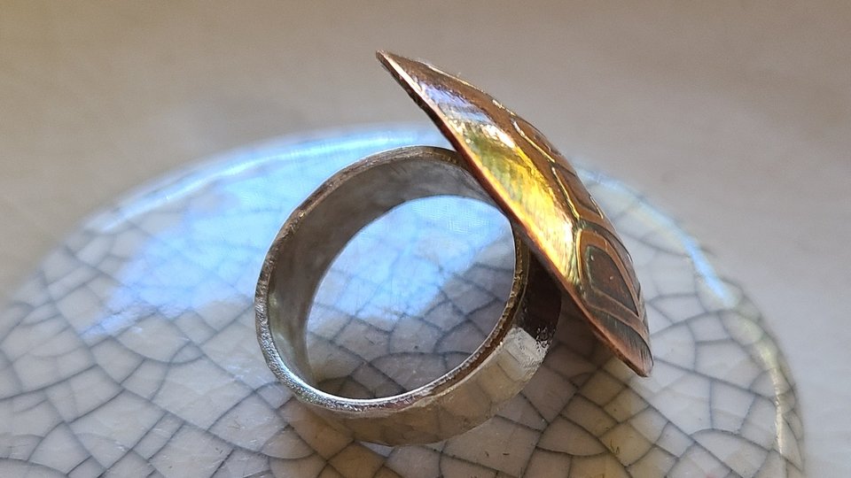 Reserved for Pamela K. / Resist / Copper and Sterling Ring Size 8.5