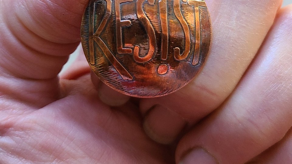 Reserved for Pamela K. / Resist / Copper and Sterling Ring Size 8.5
