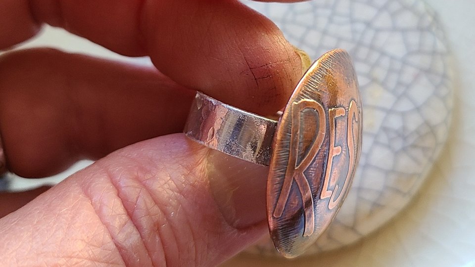 Reserved for Pamela K. / Resist / Copper and Sterling Ring Size 8.5