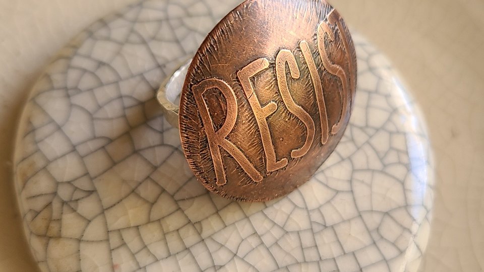 Resist / Copper and Sterling Ring Size 9.5