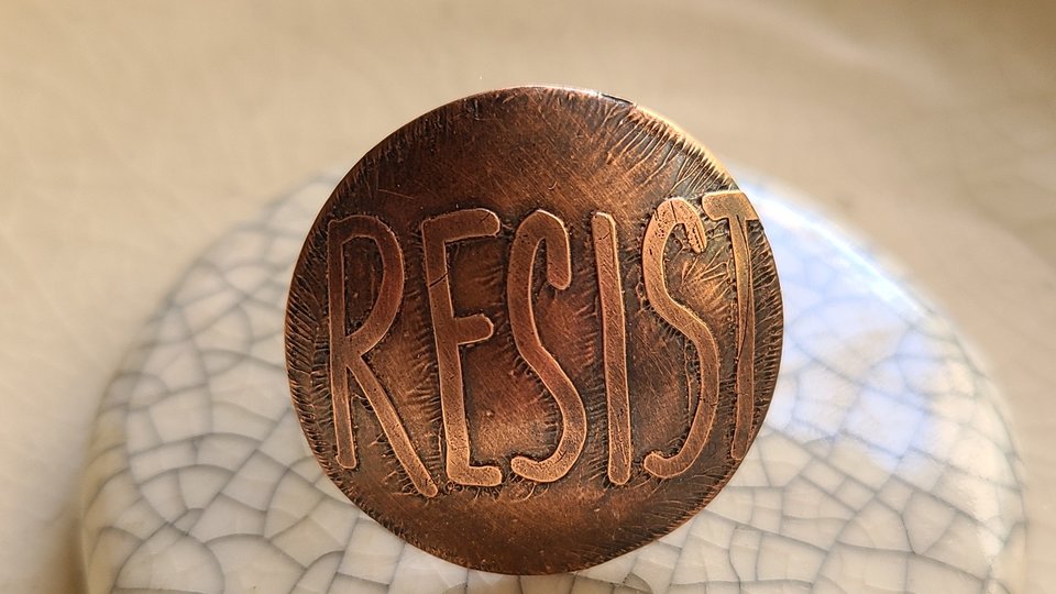 Resist / Copper and Sterling Ring Size 9.5
