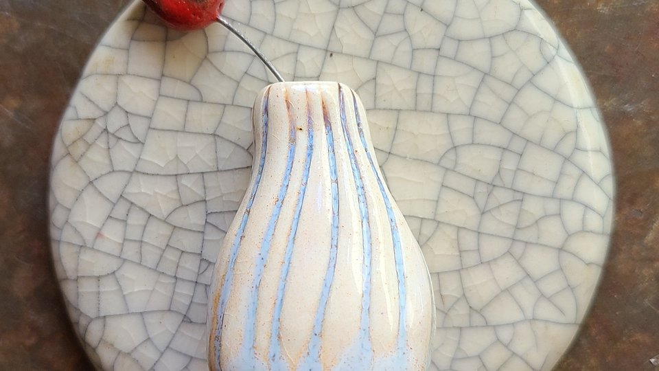 Tulip and Stripes / Ceramic Mini Vase & Flower