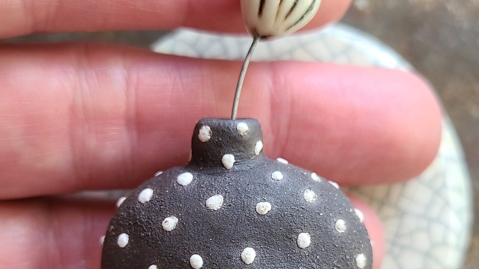 Polka Dots / Ceramic Mini Vase & Flower