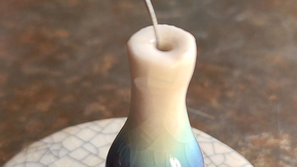 Blue Wave / Ceramic Mini Vase & Flower