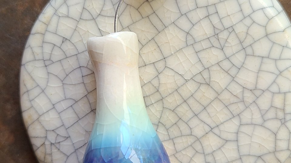 Blue Wave / Ceramic Mini Vase & Flower