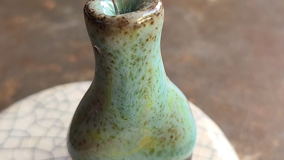 Deep Blue with Tulip / Ceramic Mini Vase & Flower