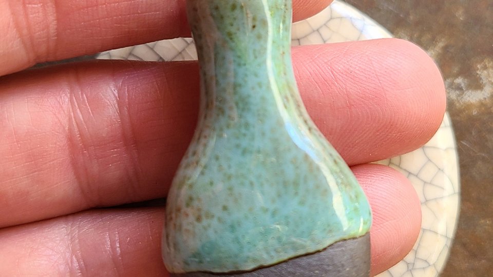 Deep Blue with Tulip / Ceramic Mini Vase & Flower