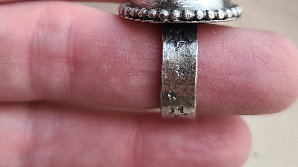 Pink Moon / Rose Quartz and Sterling Silver Adjustable Ring