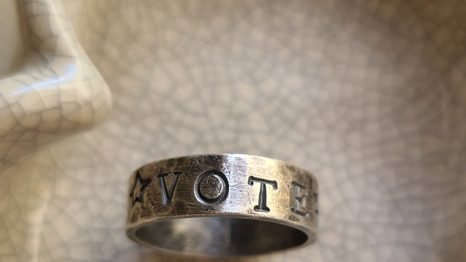 VOTE / Stamped Sterling Silver Ring