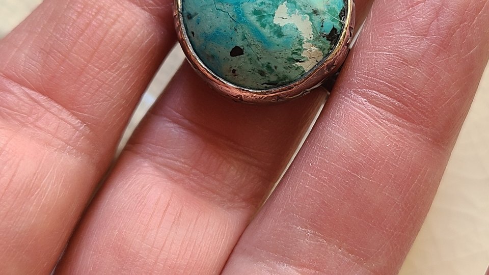 Starry Skies / Turquoise and Sterling Ring Adjustable