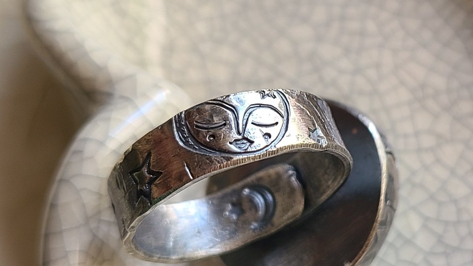 Starry Skies / Turquoise and Sterling Ring Adjustable