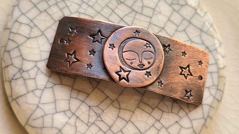 Moon and Stars / Copper Bracelet Bar