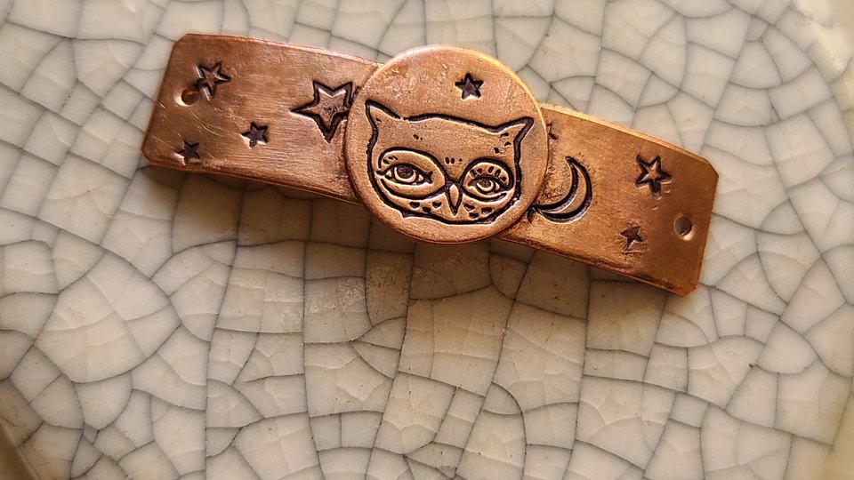 Little Owl / Copper Bracelet Bar