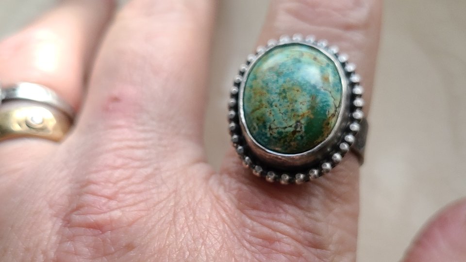 Sky Dancing / Turquoise and Sterling Ring Adjustable