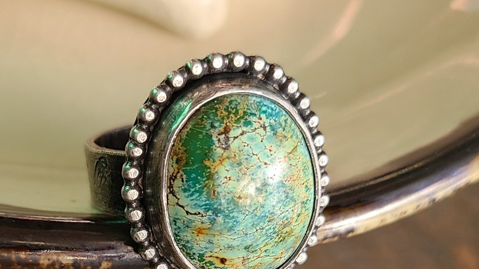 Sky Dancing / Turquoise and Sterling Ring Adjustable