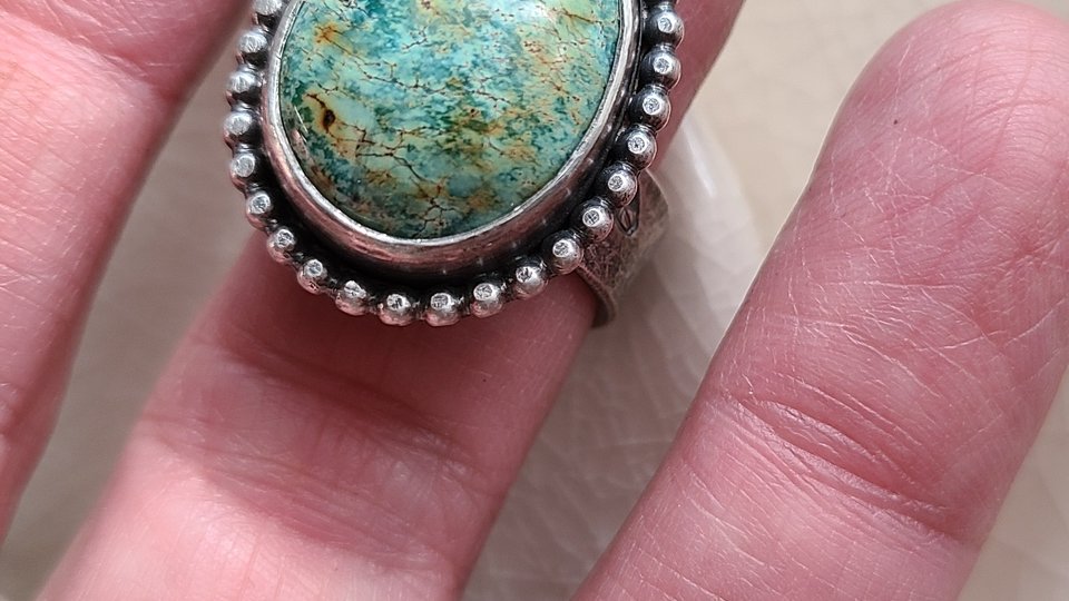 Sky Dancing / Turquoise and Sterling Ring Adjustable