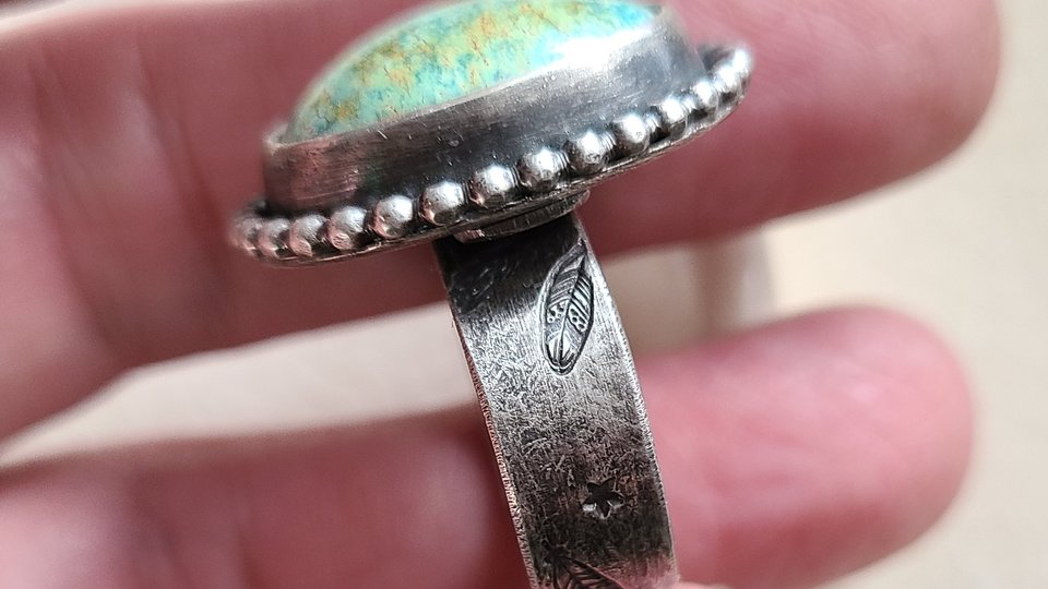 Sky Dancing / Turquoise and Sterling Ring Adjustable