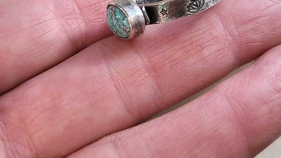 Butterfly Blue / Turquoise and Sterling Ring Adjustable