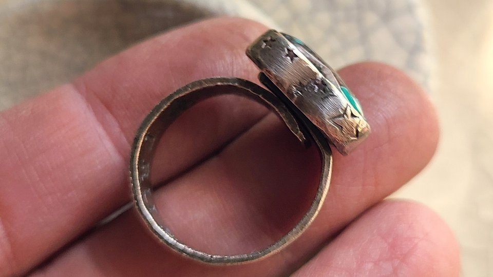 Reserved for Janet / Sweetheart / Turquoise Heart and Sterling Ring Adjustable