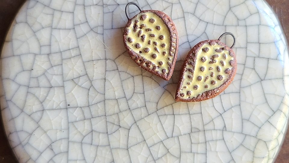 Yellow Paisley / Ceramic Earring Charms