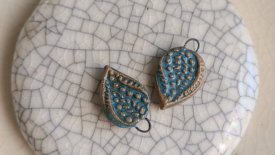 Paisley / Atlantis Ceramic Charm Pair