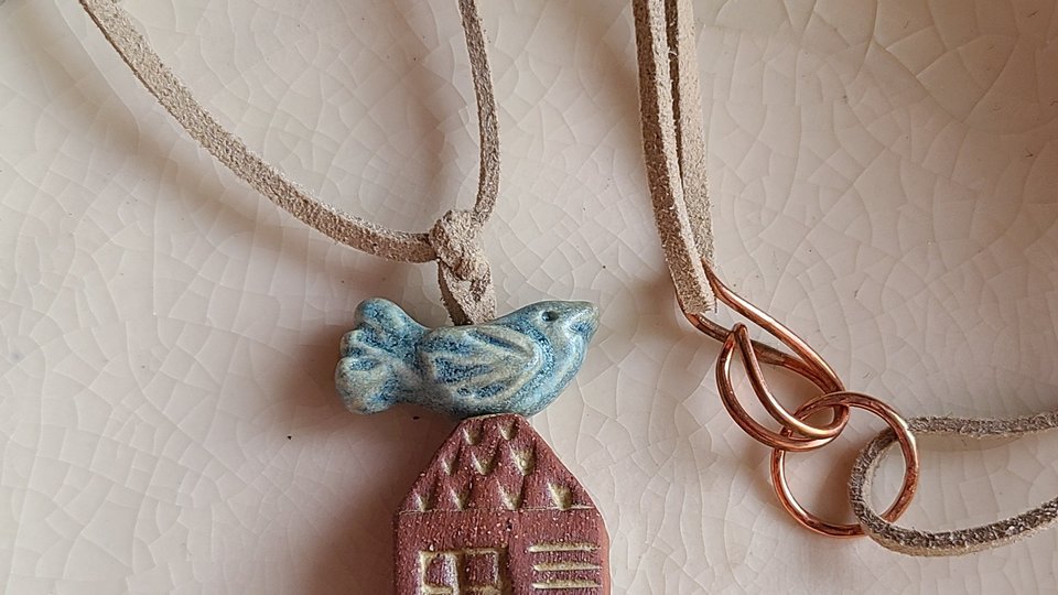 Fly Away Home / Ceramic Bead Necklace