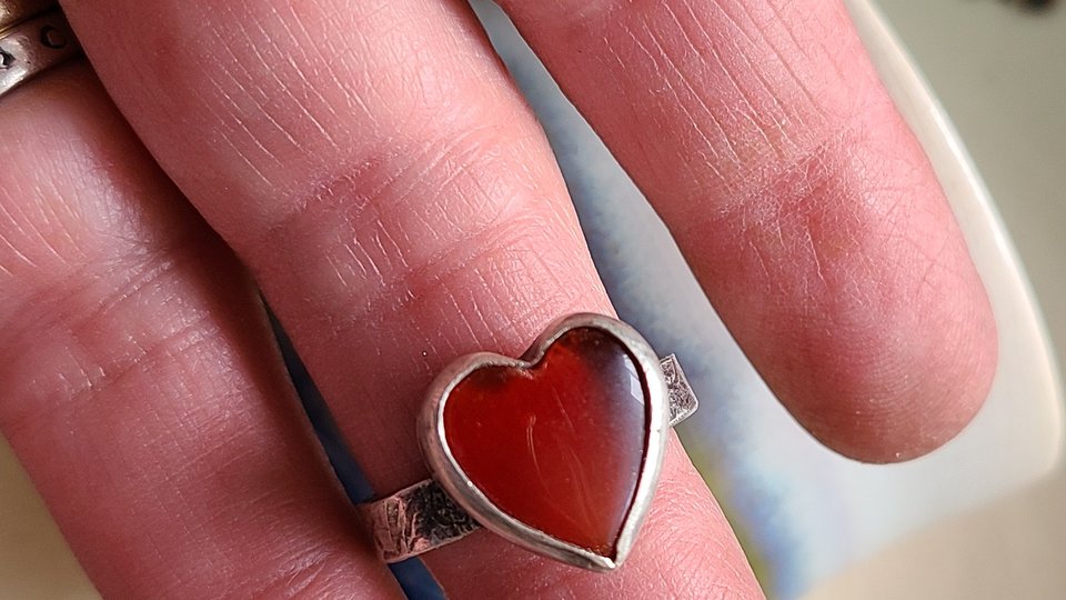 Reserved Teena B / In My Heart / Sterling Silver and Rosarita Ring