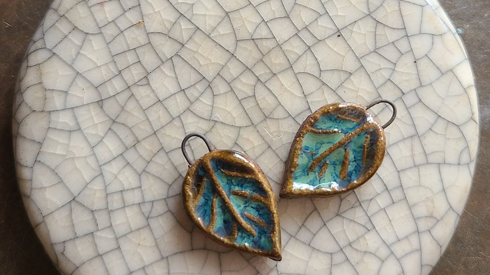 Dreamy Leaf / Ceramic Earring Charms