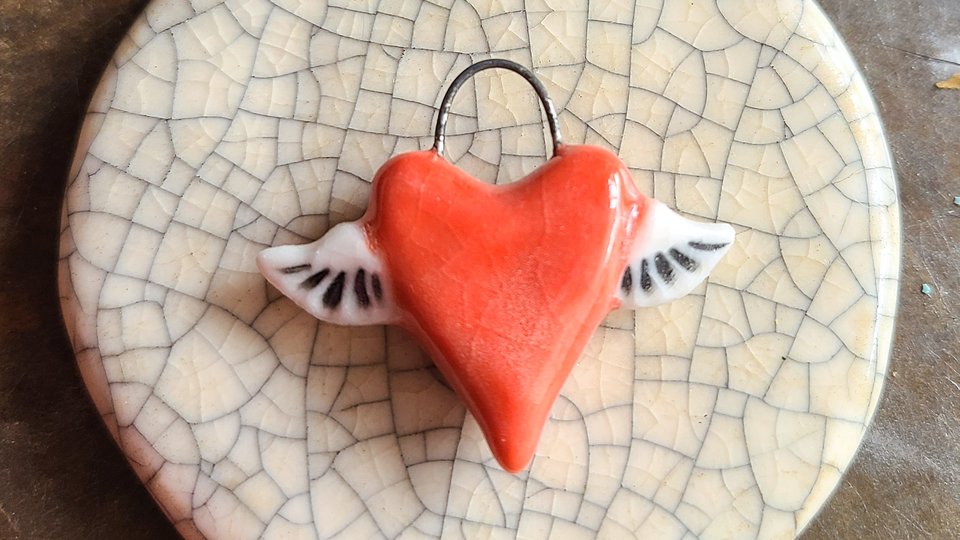 Wings of Love / Ceramic Pendant