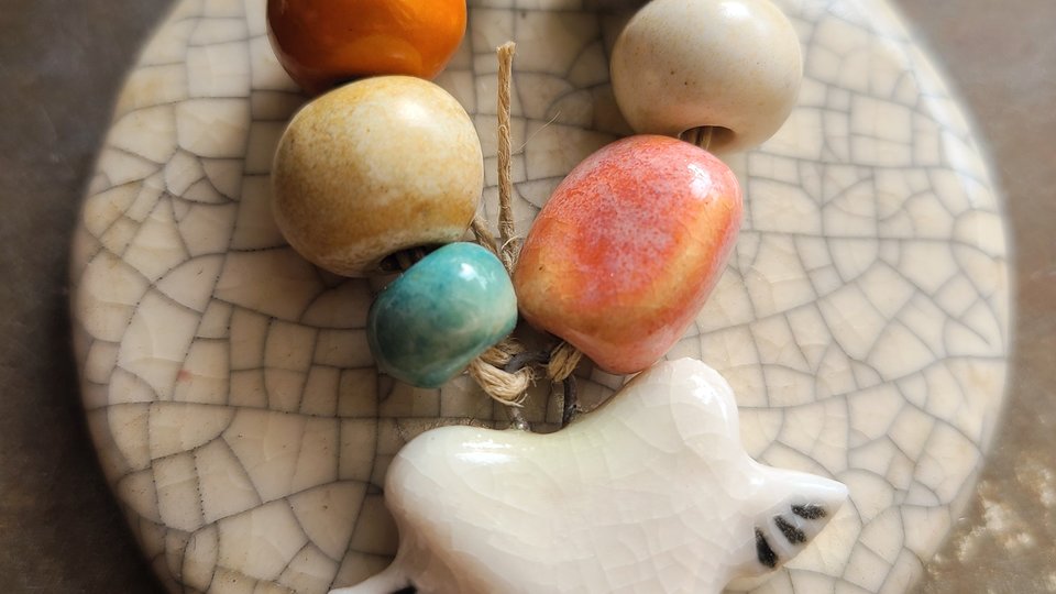 Fly To Me / Ceramic Pendant and Bead Set