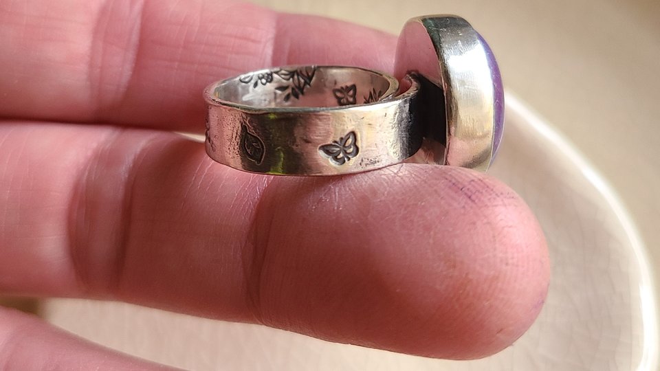 Secret Garden / Purple Ceramic & Silver Ring