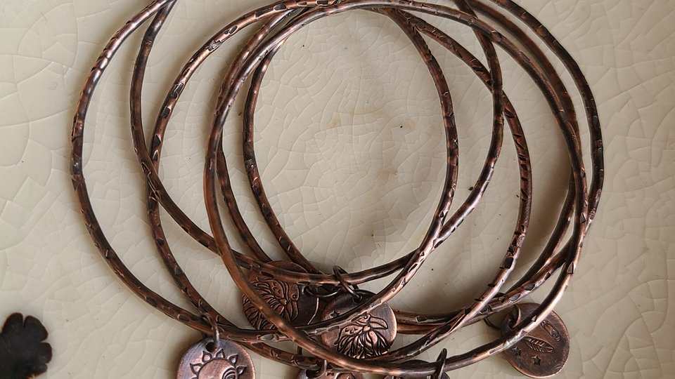 Copper Charm Bangle / Copper Bracelet