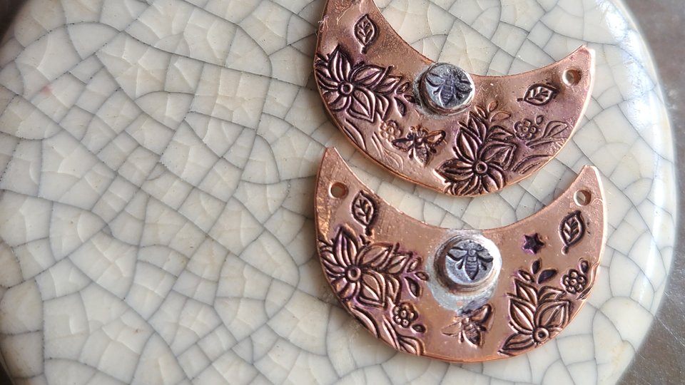 Sweet Bee / Copper and Sterling Charm/Link Set