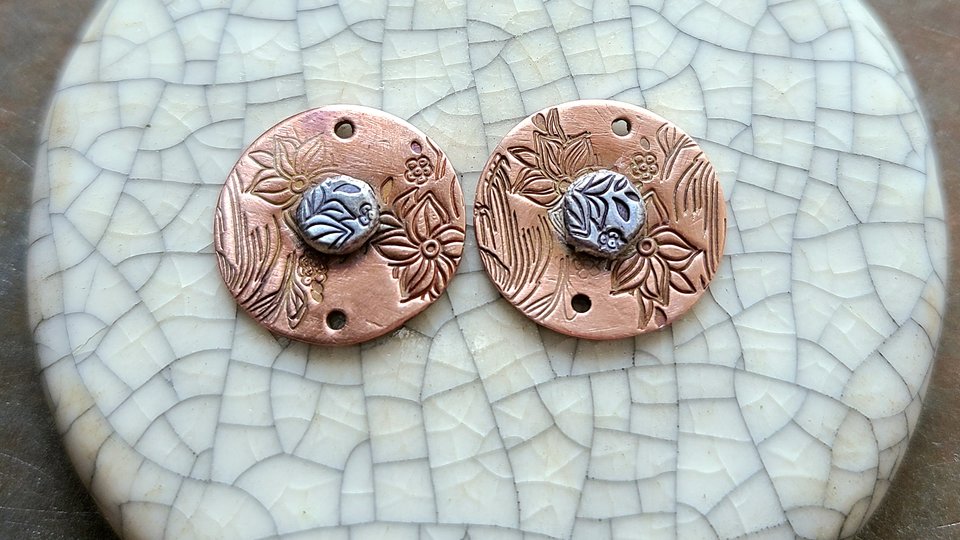 Fleur/ Copper and Sterling Charm/Link Set