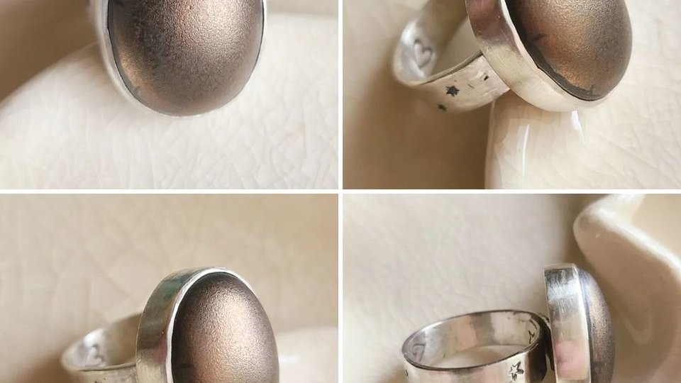 Black Hole Sun / Ceramic & Silver Ring