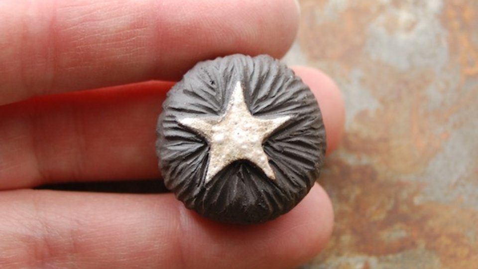 Moon and Star / Midnight Tone Ceramic Moon and Star Focal Bead