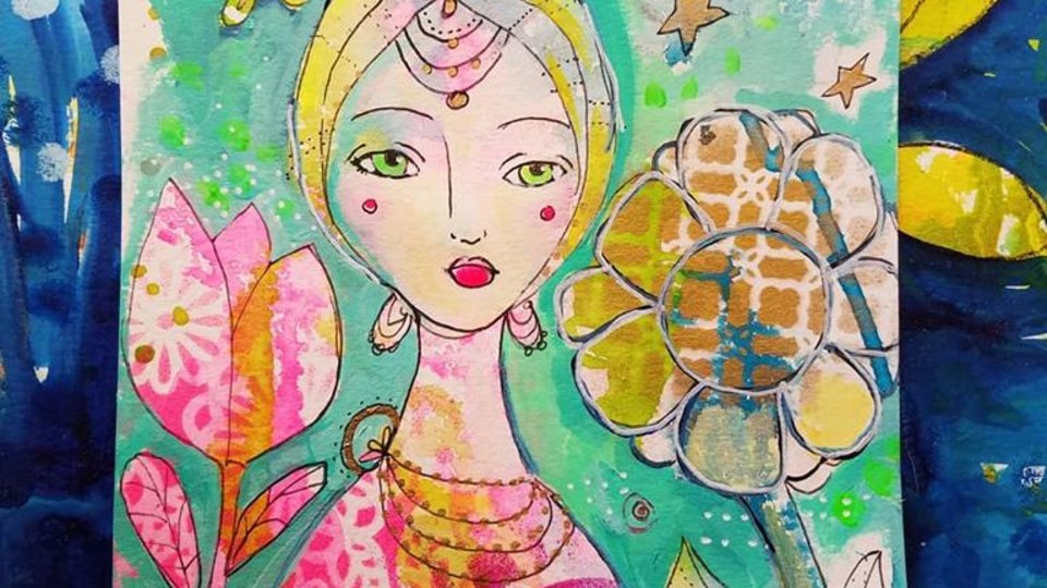 Garden Goddess / Mixed Media Painting