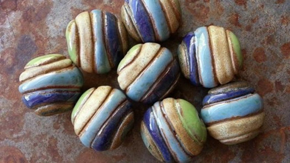Pre-Order / Horizons / Earth and Ocean Tone Ceramic Focal Bead