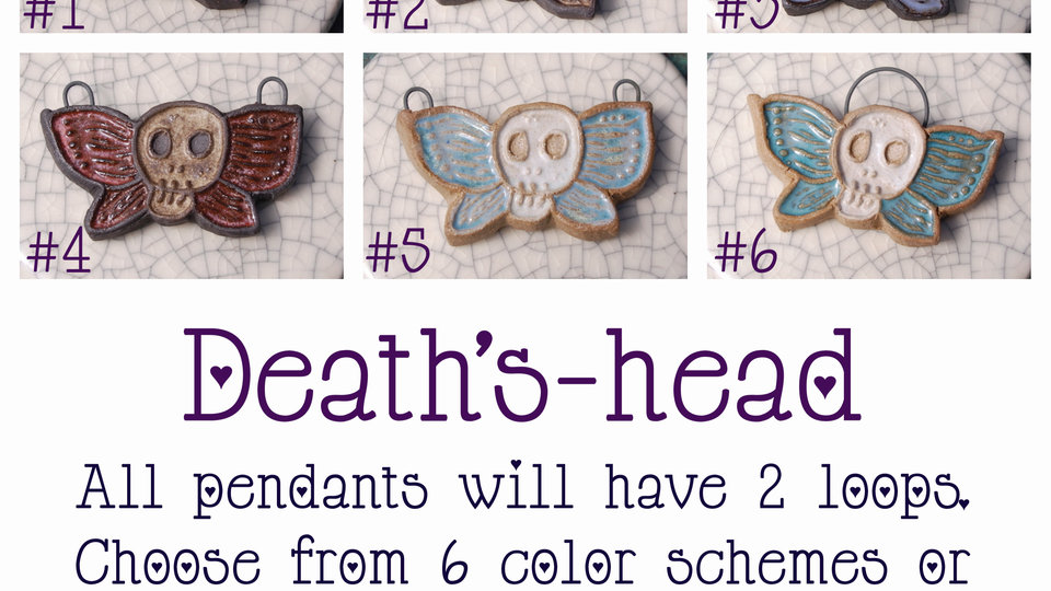 Pre-Order / Death's-head Moth Pendant / Ceramic Beads to be made