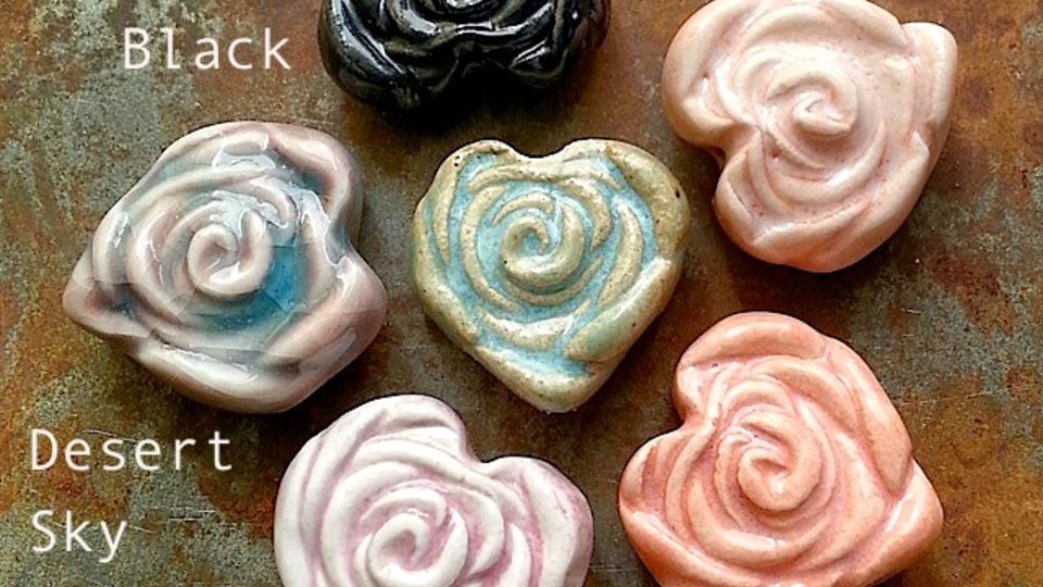 La Vie En Rose / Ceramic Heart Rose Bead Pre-Order