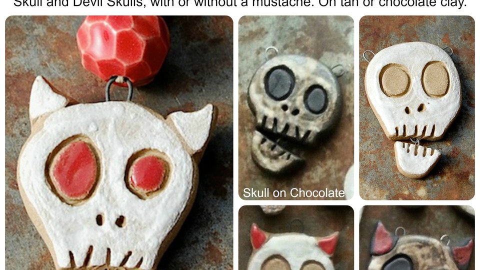Talking Skulls / Ceramic Skull "Talking" Pendant