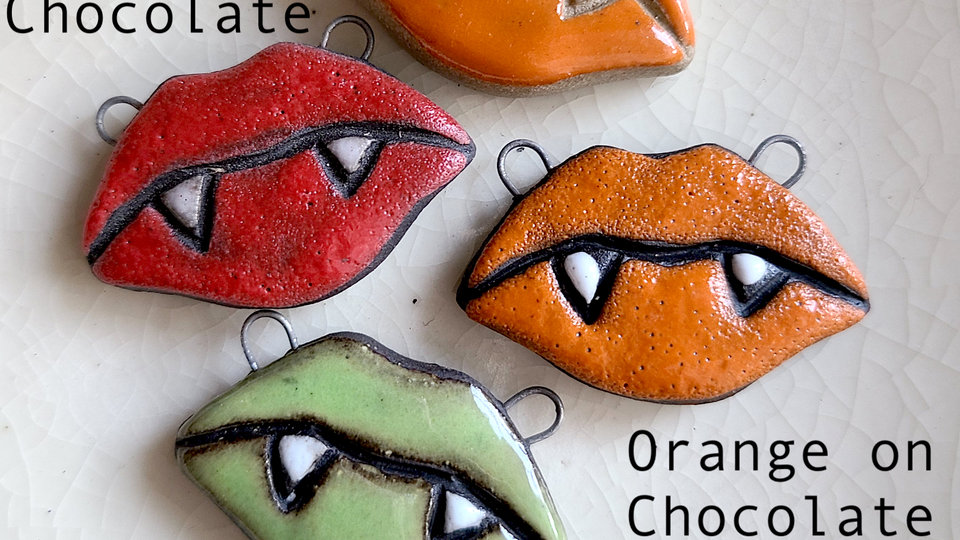 Vampire Kiss / Ceramic Pendant Made To Order