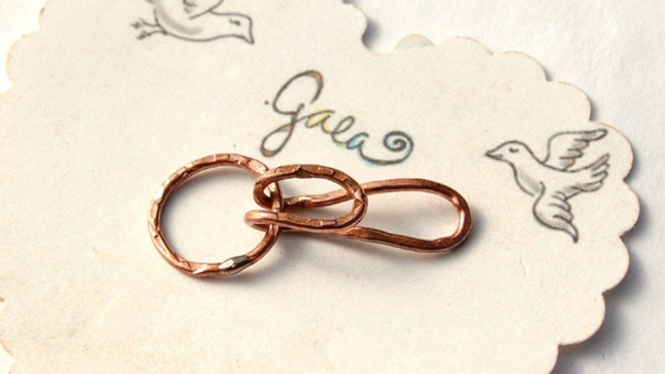 Hooked / Handmade Copper Hook and Eye Set / made to order