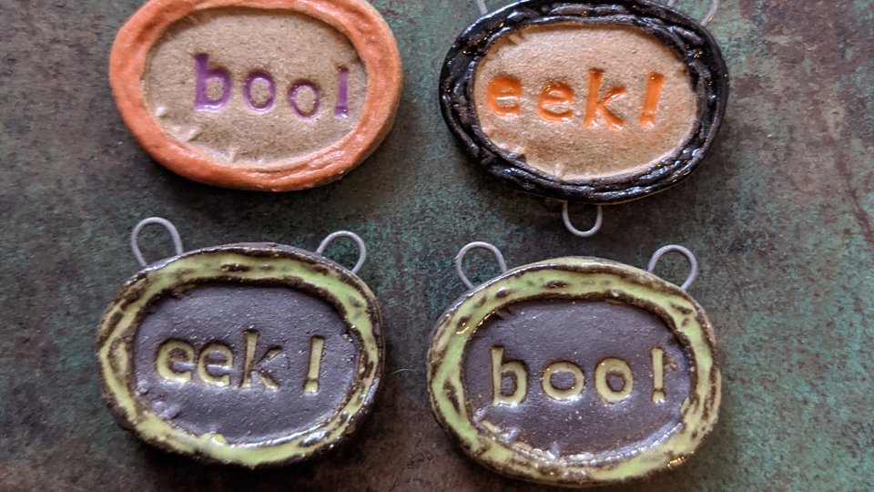 Spooky Words Pendant  / Ceramic Pendants To Be Made