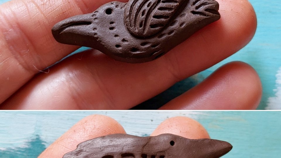 Caw / Ceramic Crow Bead