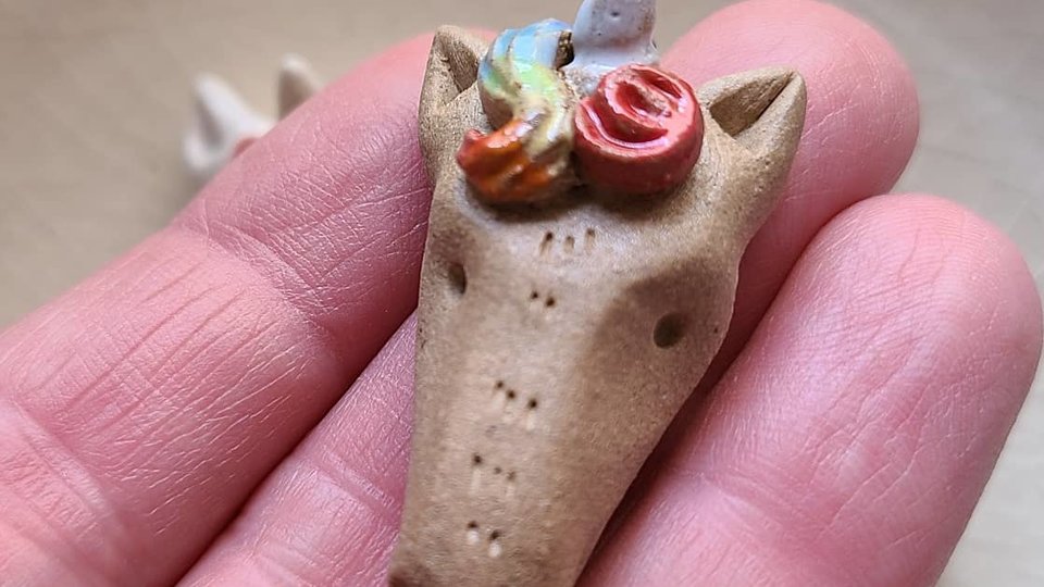 Rainbow Unicorn / Ceramic Pendant Made When Ordered