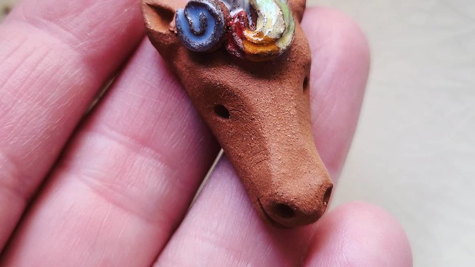 Rainbow Unicorn / Ceramic Pendant Made When Ordered